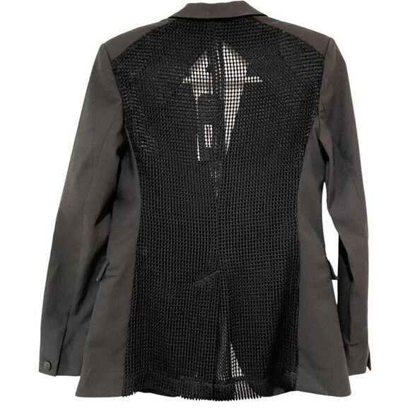 rag & bone Edgy Black Mesh Back Blazer Statement Structured Modern Power Suiting - Picture 8 of 15